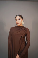 BROWN CAPR SHAWL MAXI