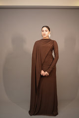 BROWN CAPR SHAWL MAXI