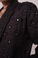 Black Ajrak Oversized Unisex Blazer
